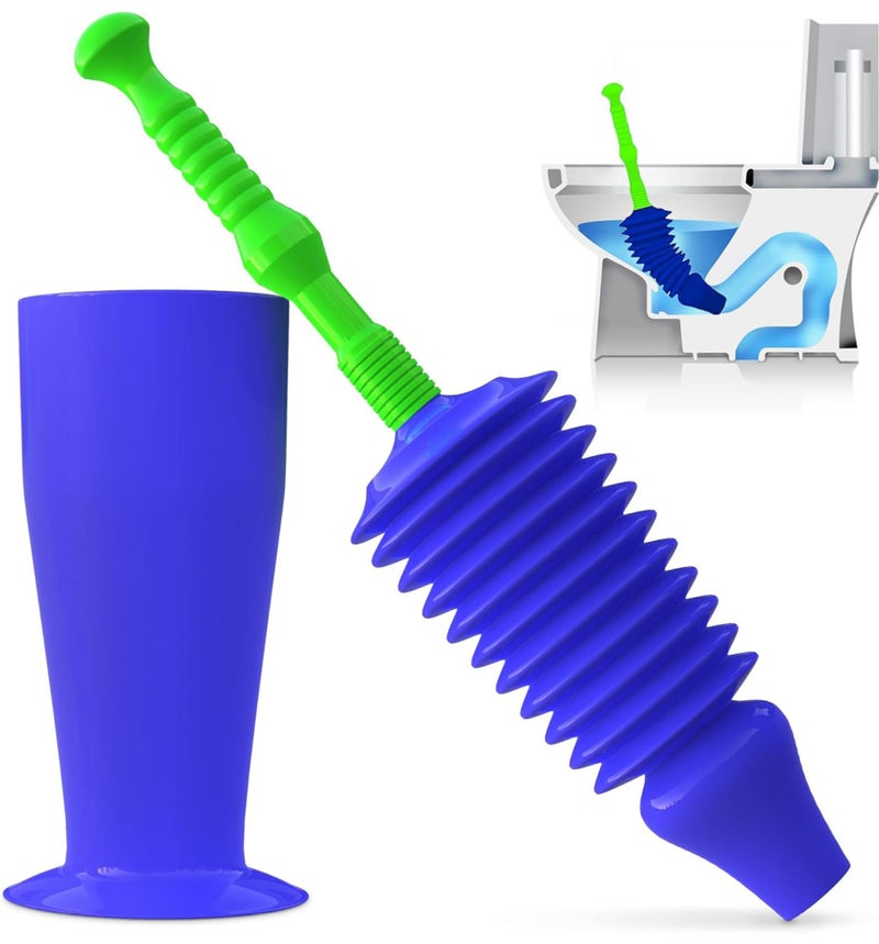 Luigi's World's Best Plunger - Unclogger Tools for Unblocking Toilet - Heavy Duty Plungers with Unique Unblocker Design - Remover Tool to Unblock Toilet Blockage - Blue and Green - Image 1